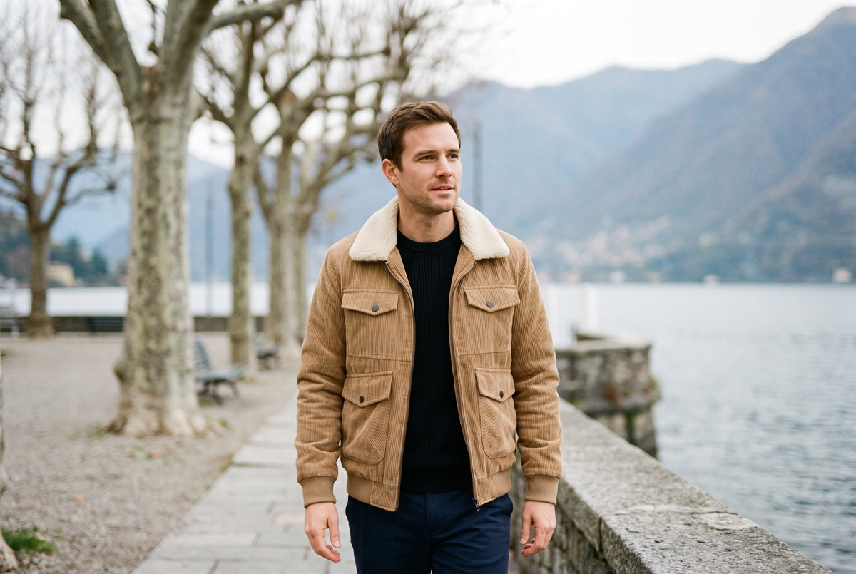 Breganze Sherpa-Collar Corduroy Jacket