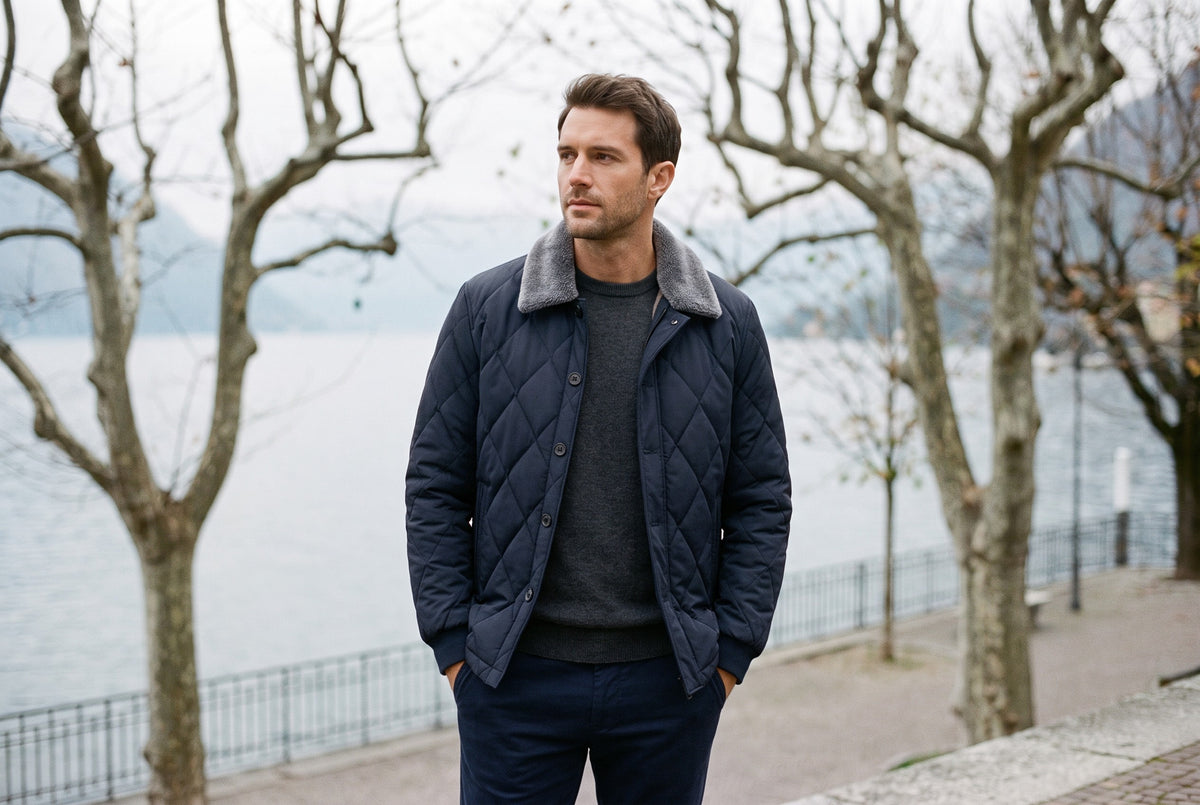 Caluso Fleece-Lined Quilted Jacket
