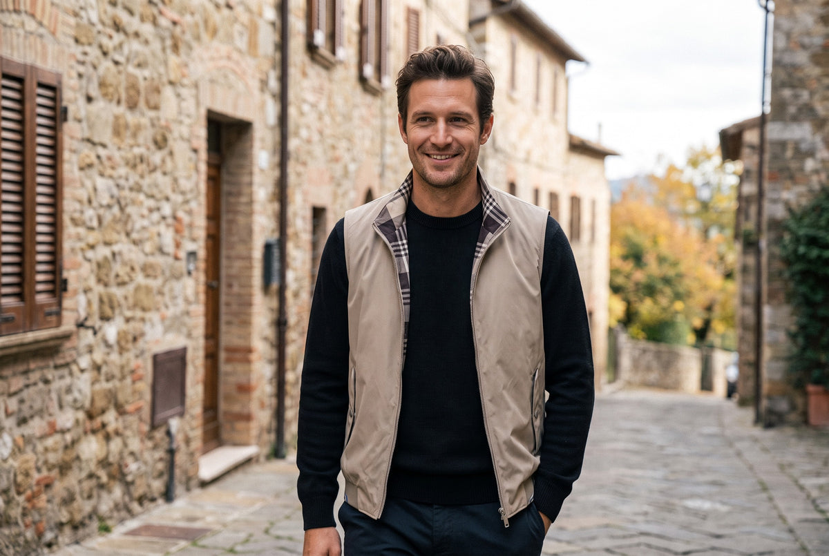 Luzzara Check-Lined Zip Vest