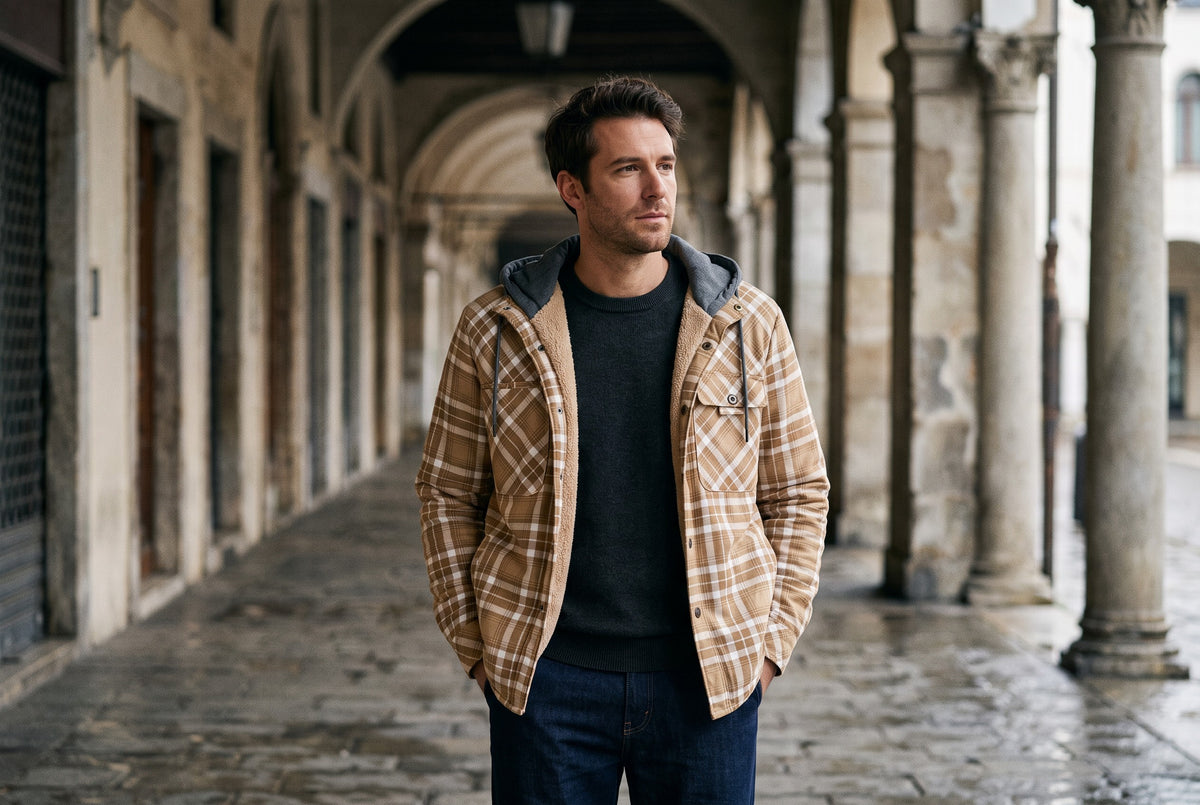 Origgio Sherpa-Lined Hooded Shirt Jacket