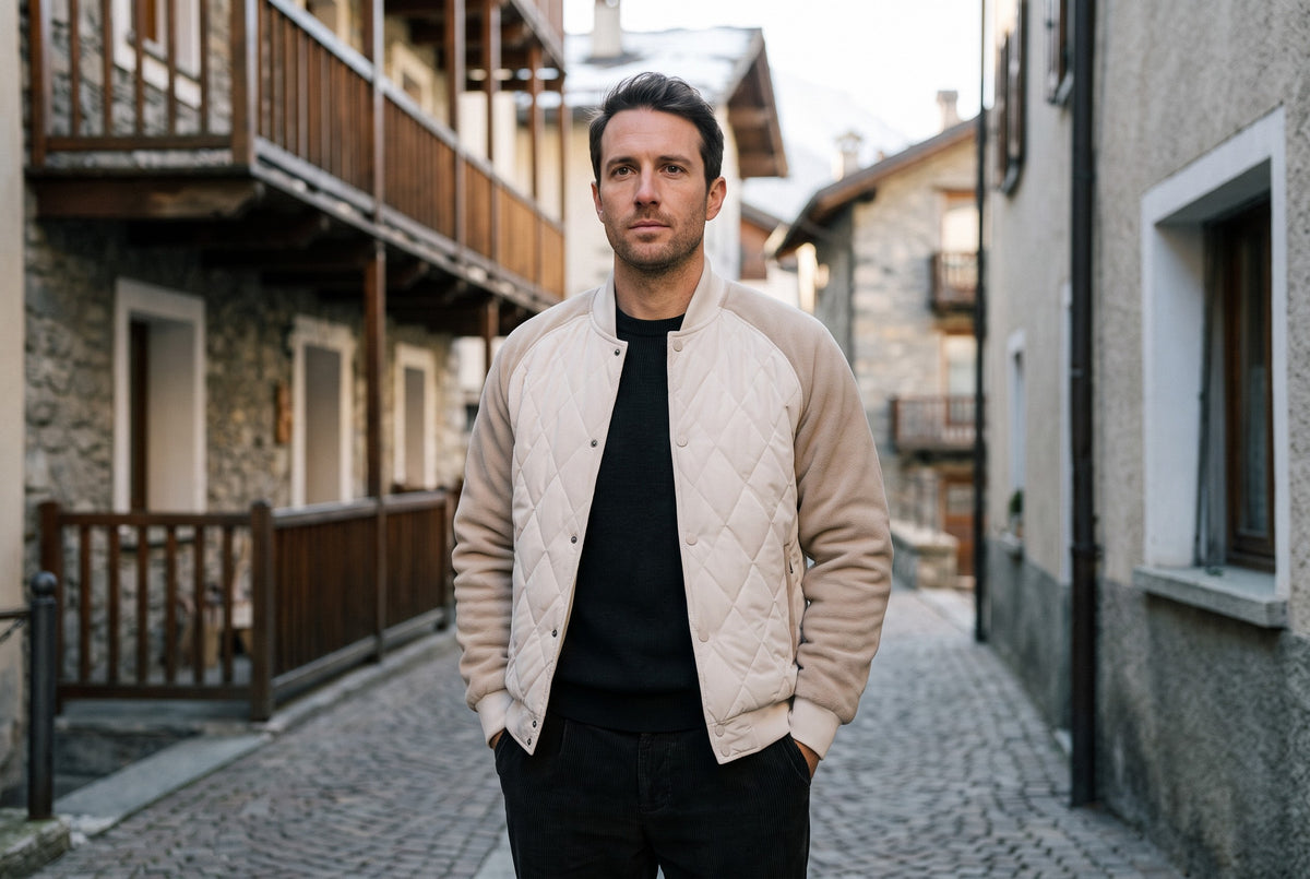 Soave Contrast-Sleeve Quilted Bomber Jacket