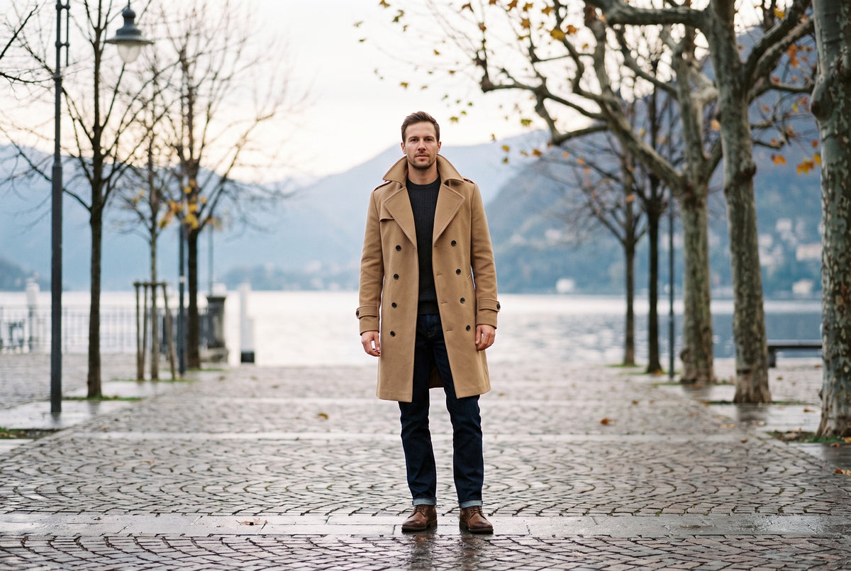Vinci Double-Breasted Long Overcoat