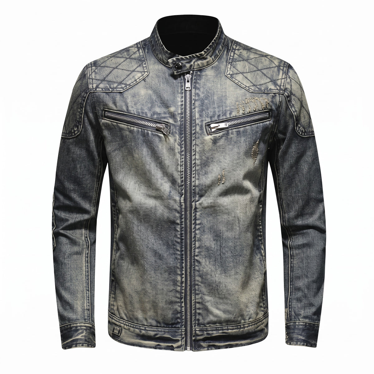 Adria Quilted-Shoulder Denim Jacket - cover