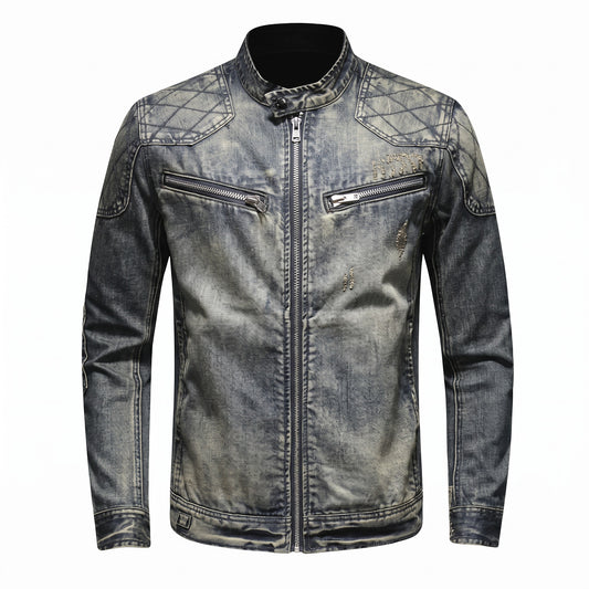 Adria Quilted-Shoulder Denim Jacket - cover