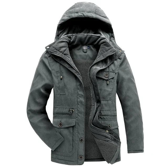 Alassio Fleece-Lined Hooded Field Jacket - Grey