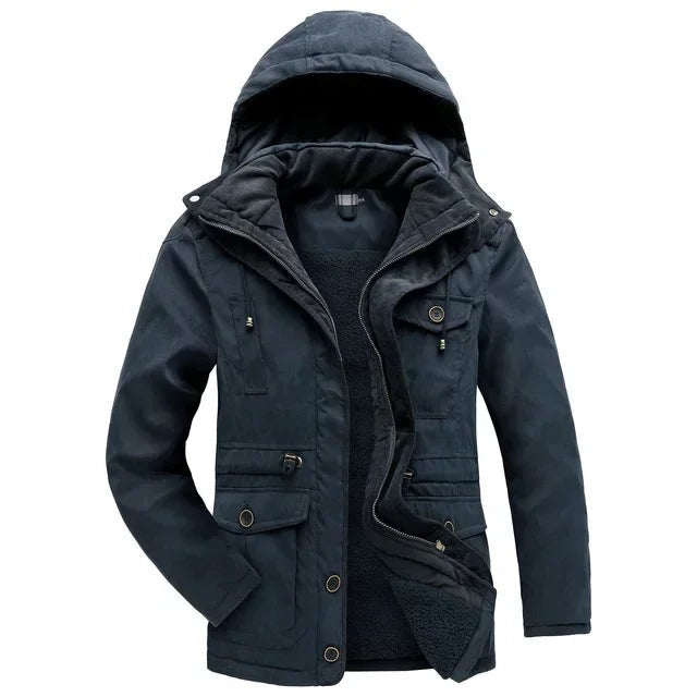 Alassio Fleece-Lined Hooded Field Jacket - Blue