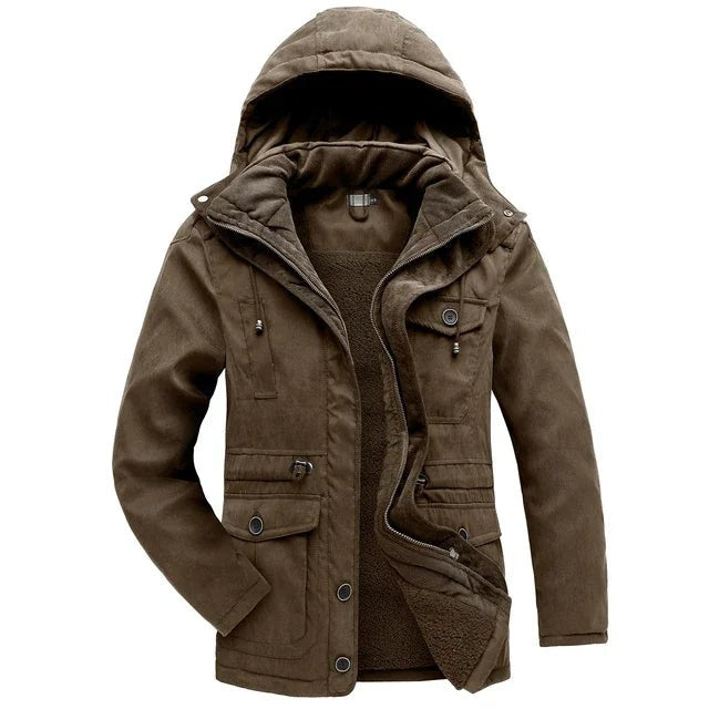 Alassio Fleece-Lined Hooded Field Jacket - Brown