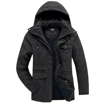 Alassio Fleece-Lined Hooded Field Jacket - Black