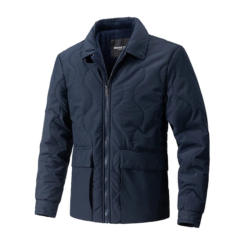 Albanella Wave-Quilted Collared Jacket - Dark Blue
