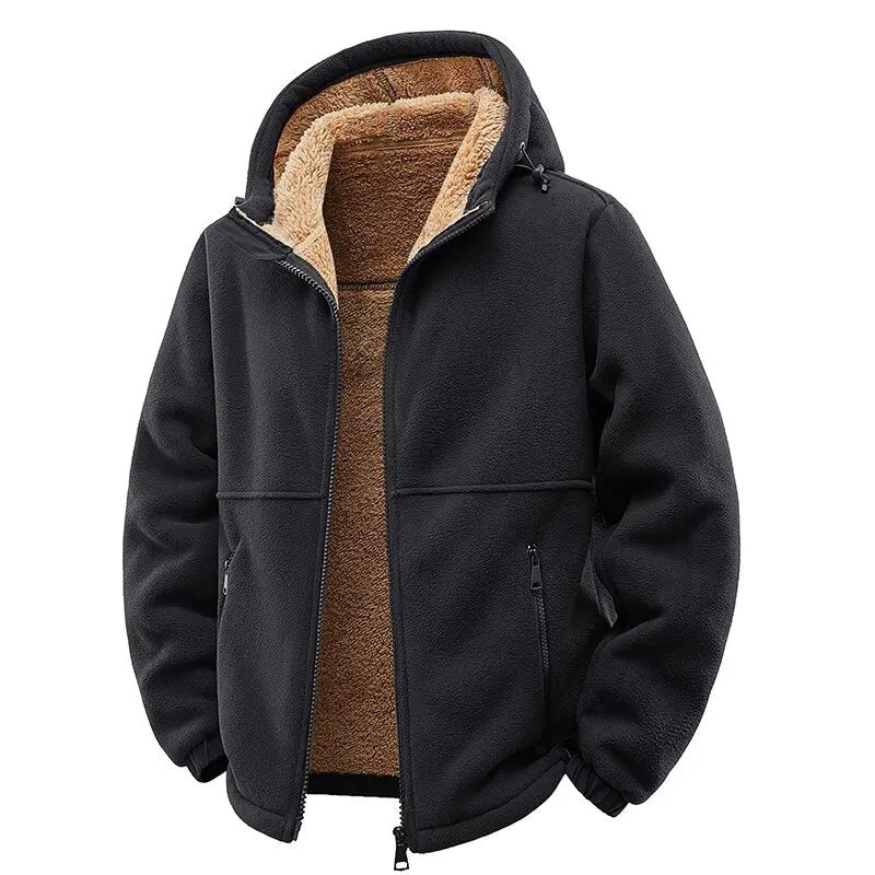 Albenga Fleece-Lined Hooded Jacket - Black