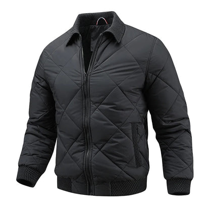 Alessano Knit-Collar Quilted Bomber Jacket - Black