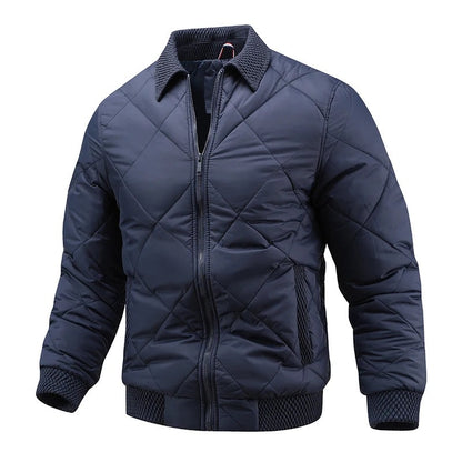 Alessano Knit-Collar Quilted Bomber Jacket - Blue
