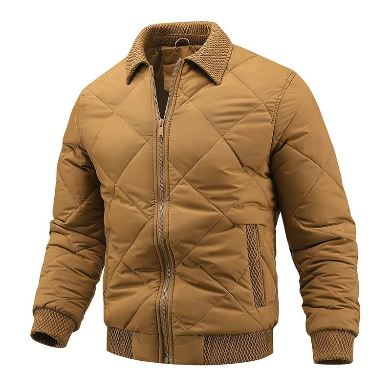 Alessano Knit-Collar Quilted Bomber Jacket - Yellow