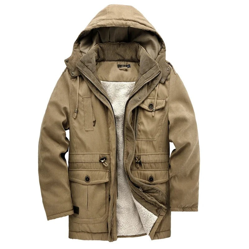 Alife Fleece-Lined Hooded Parka - Khaki