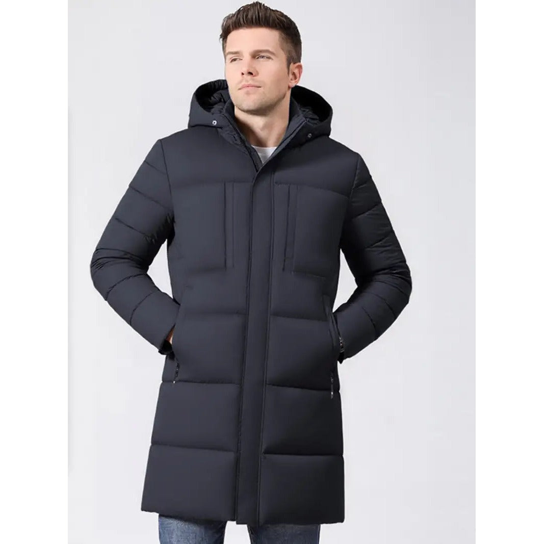 Altivole Long Hooded Puffer Coat - Blue