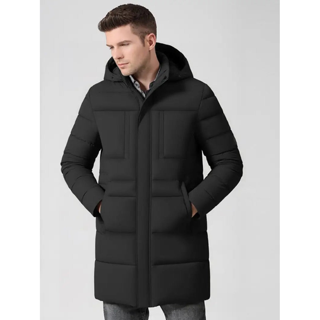 Altivole Long Hooded Puffer Coat - Black