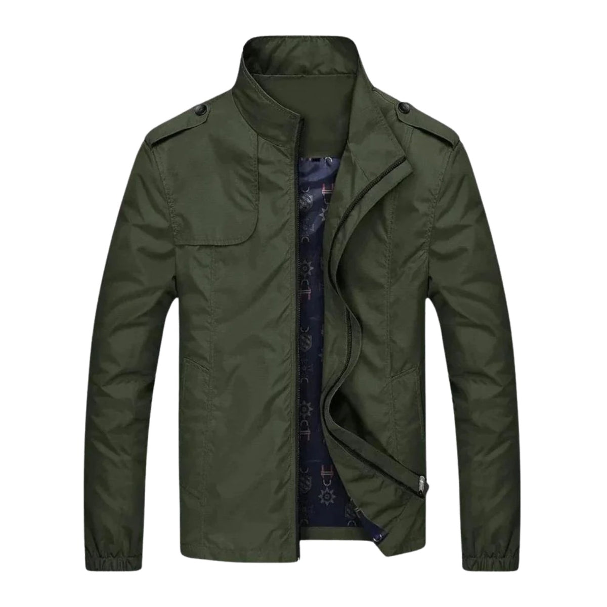 Arona Stand-Collar Bomber Jacket - Army Green