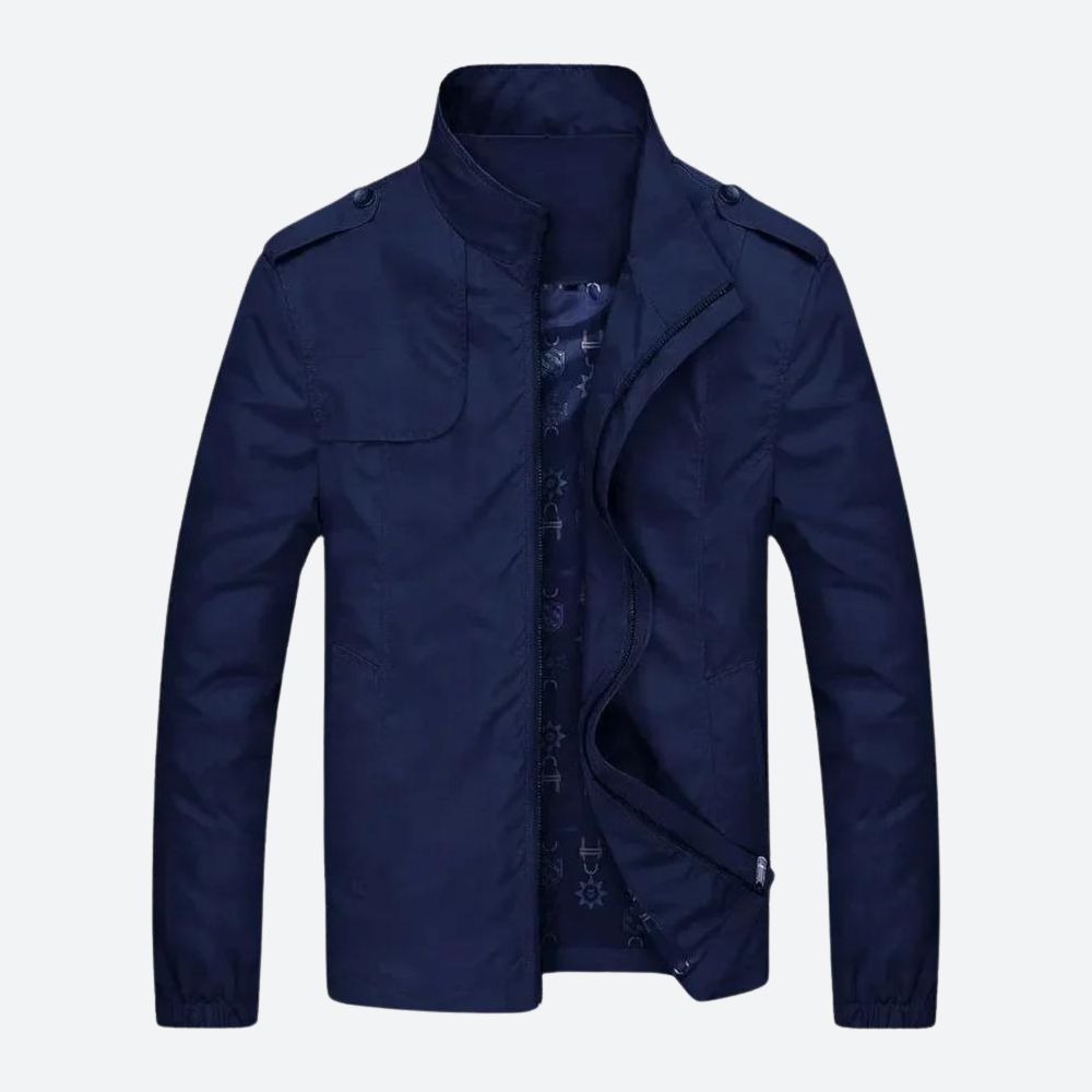 Arona Stand-Collar Bomber Jacket - Dark Blue