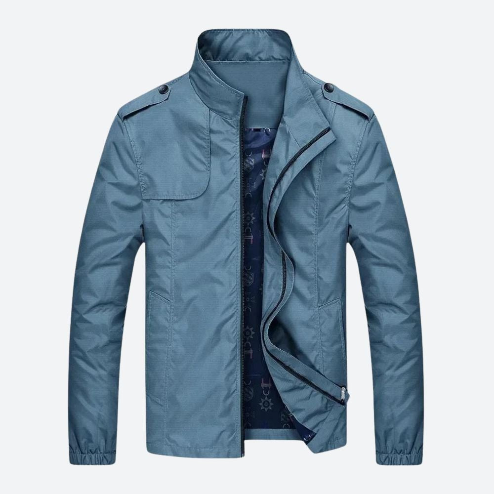 Arona Stand-Collar Bomber Jacket - Light Blue