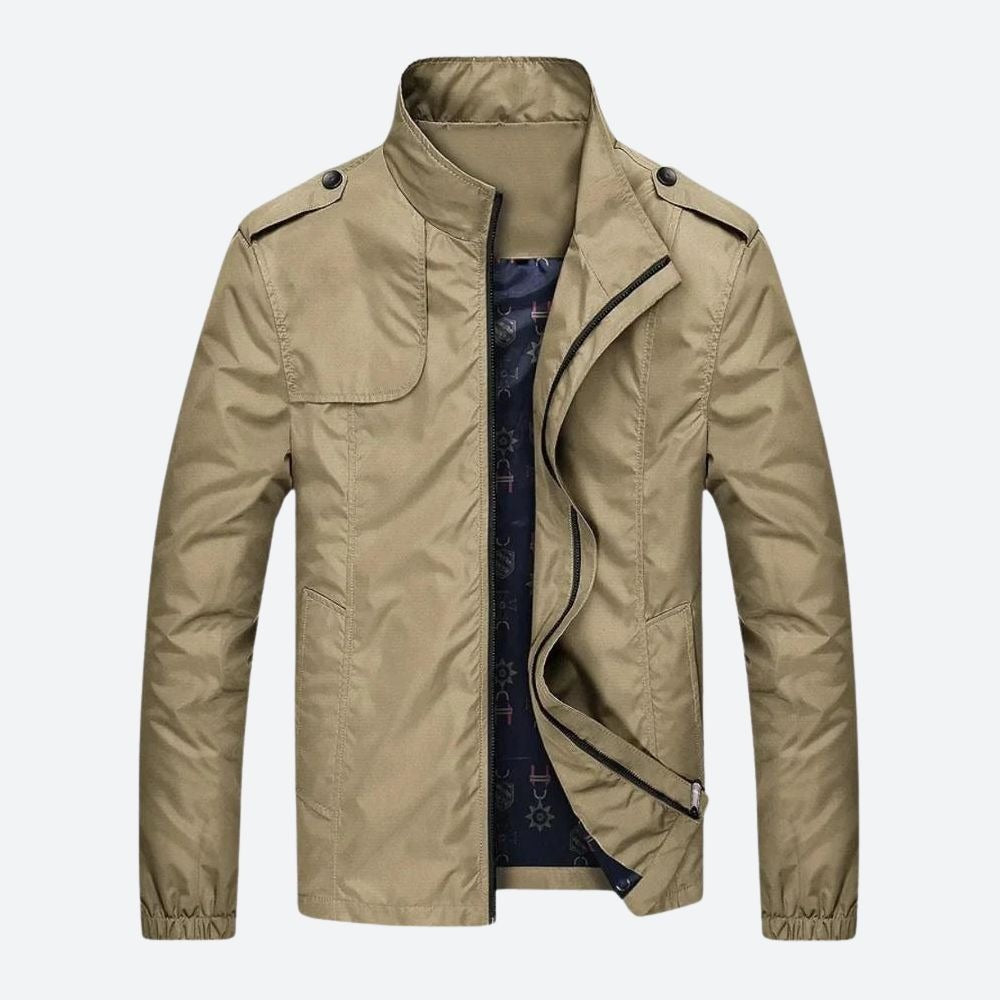 Arona Stand-Collar Bomber Jacket - Khaki