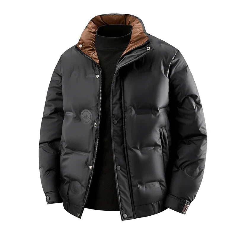Avella Contrast-Collar Puffer Jacket - Black