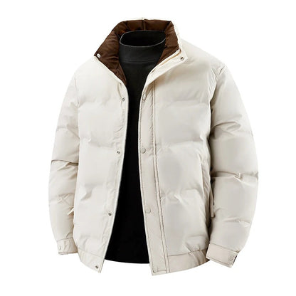 Avella Contrast-Collar Puffer Jacket - Beige
