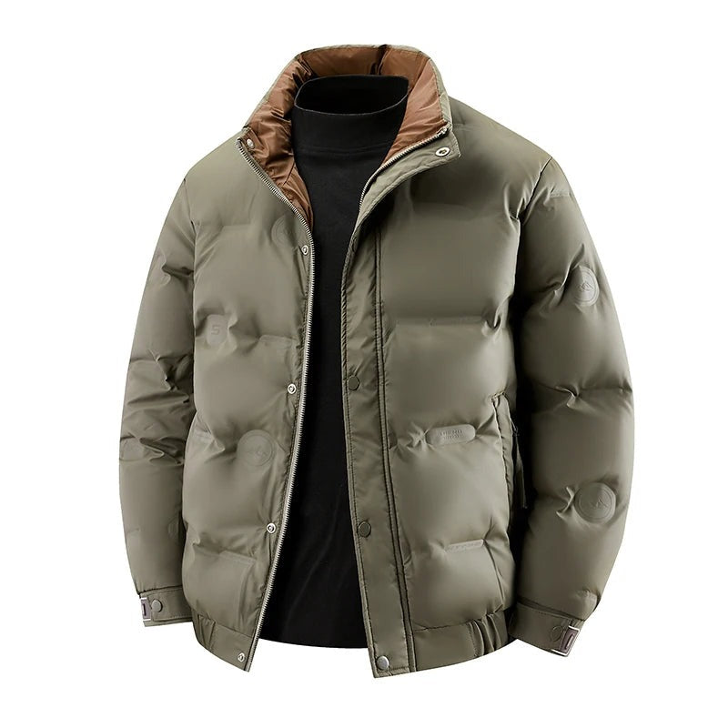 Avella Contrast-Collar Puffer Jacket - Green