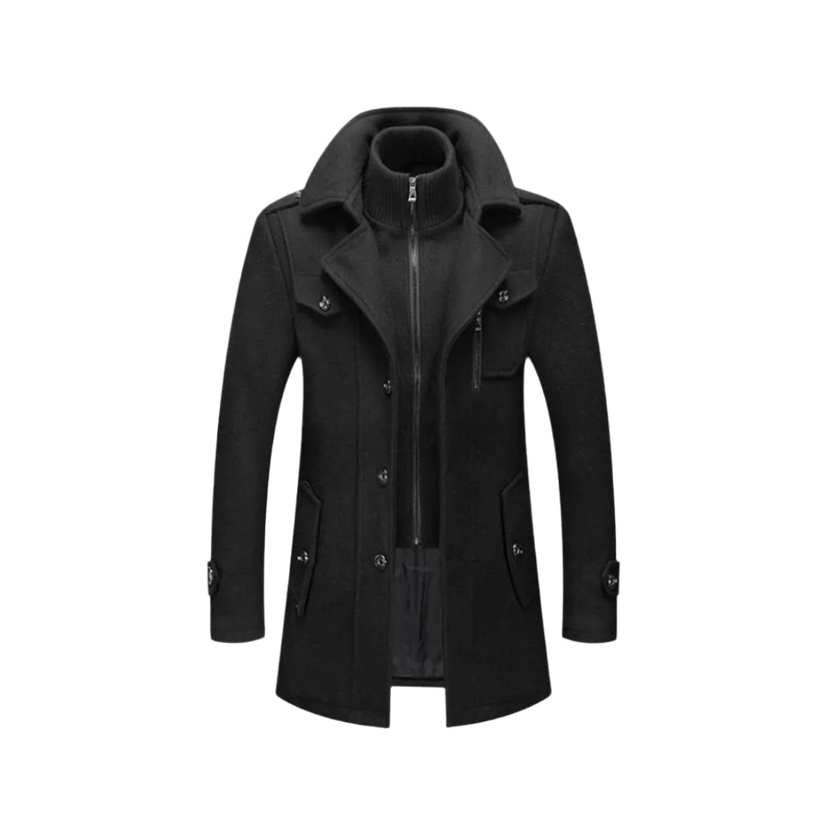 Bardolino Double-Collar Winter Coat - Black