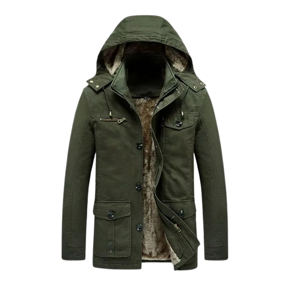 Basiglio Fleece-Lined Hooded Field Jacket - Green