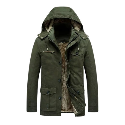 Basiglio Fleece-Lined Hooded Field Jacket - Green