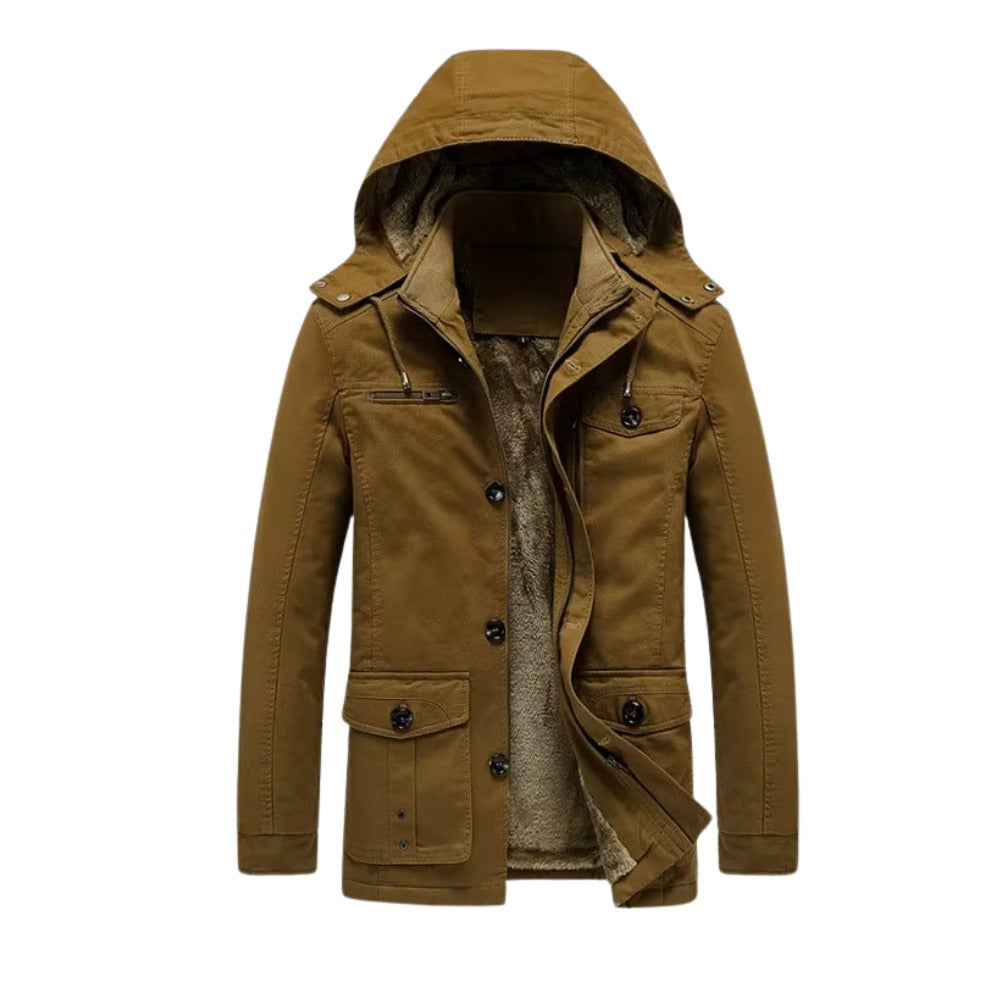 Basiglio Fleece-Lined Hooded Field Jacket - Brown