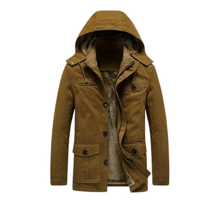 Basiglio Fleece-Lined Hooded Field Jacket - Brown
