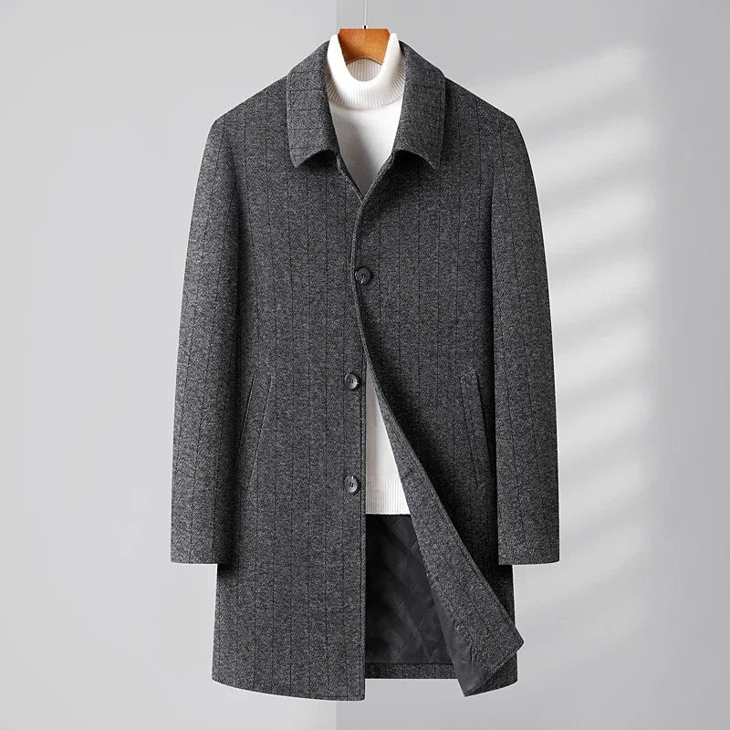 Bernalda Herringbone Overcoat - Grey