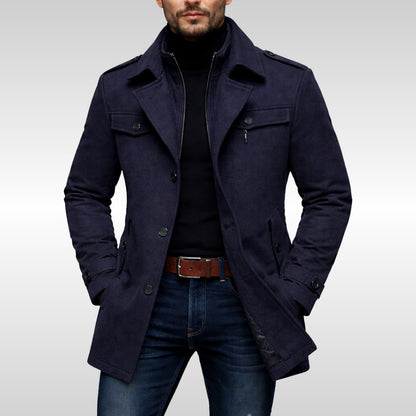 Bibbiena Double-Collar Car Coat - Navy Blue