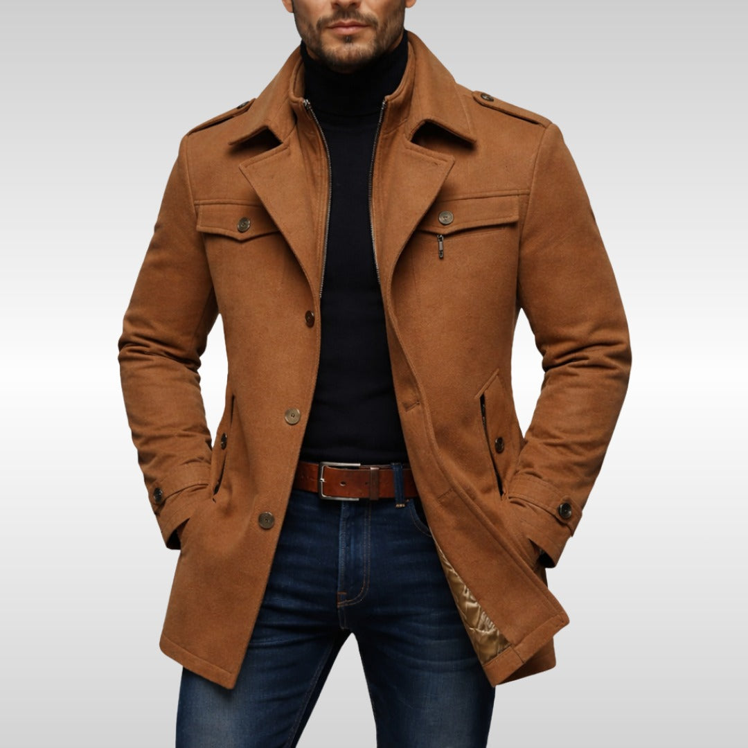 Bibbiena Double-Collar Car Coat - Brown