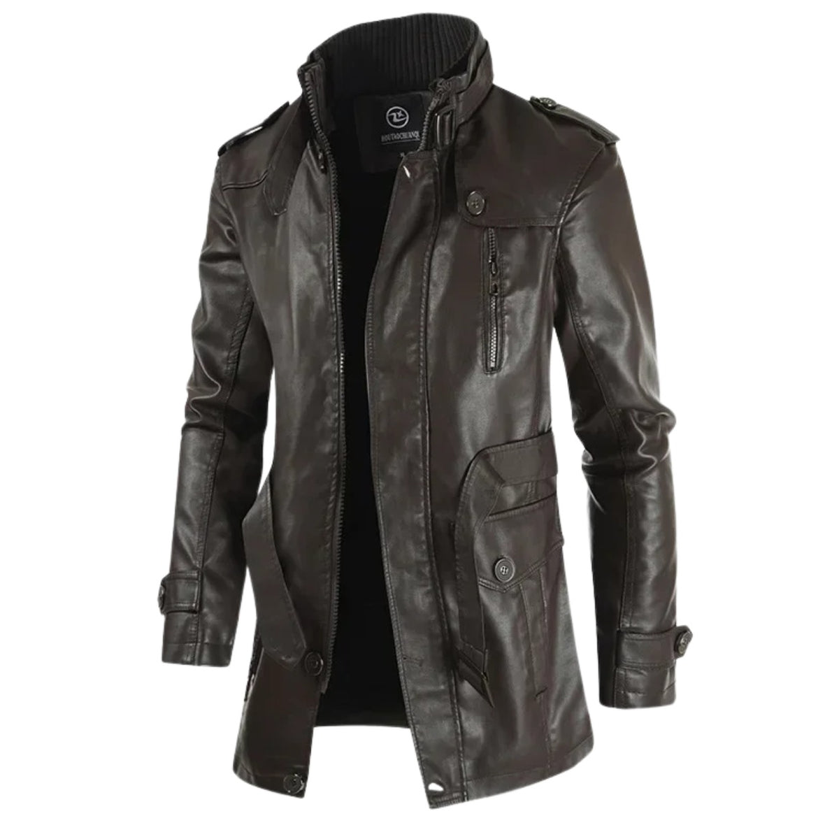 Brescia Long Leather Coat - Dark Brown