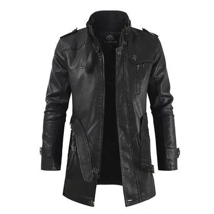 Brescia Long Leather Coat - Black