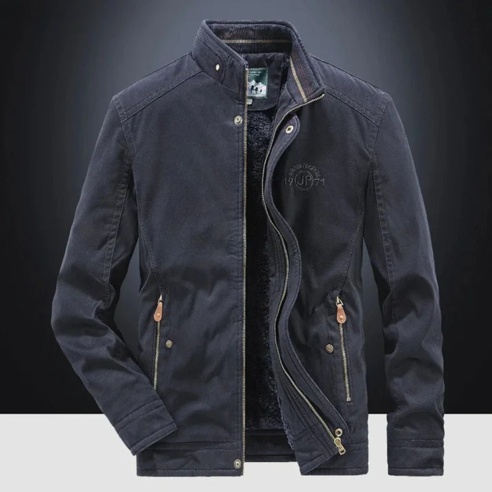 Brunico Fleece-Lined Utility Jacket - Navy Blue