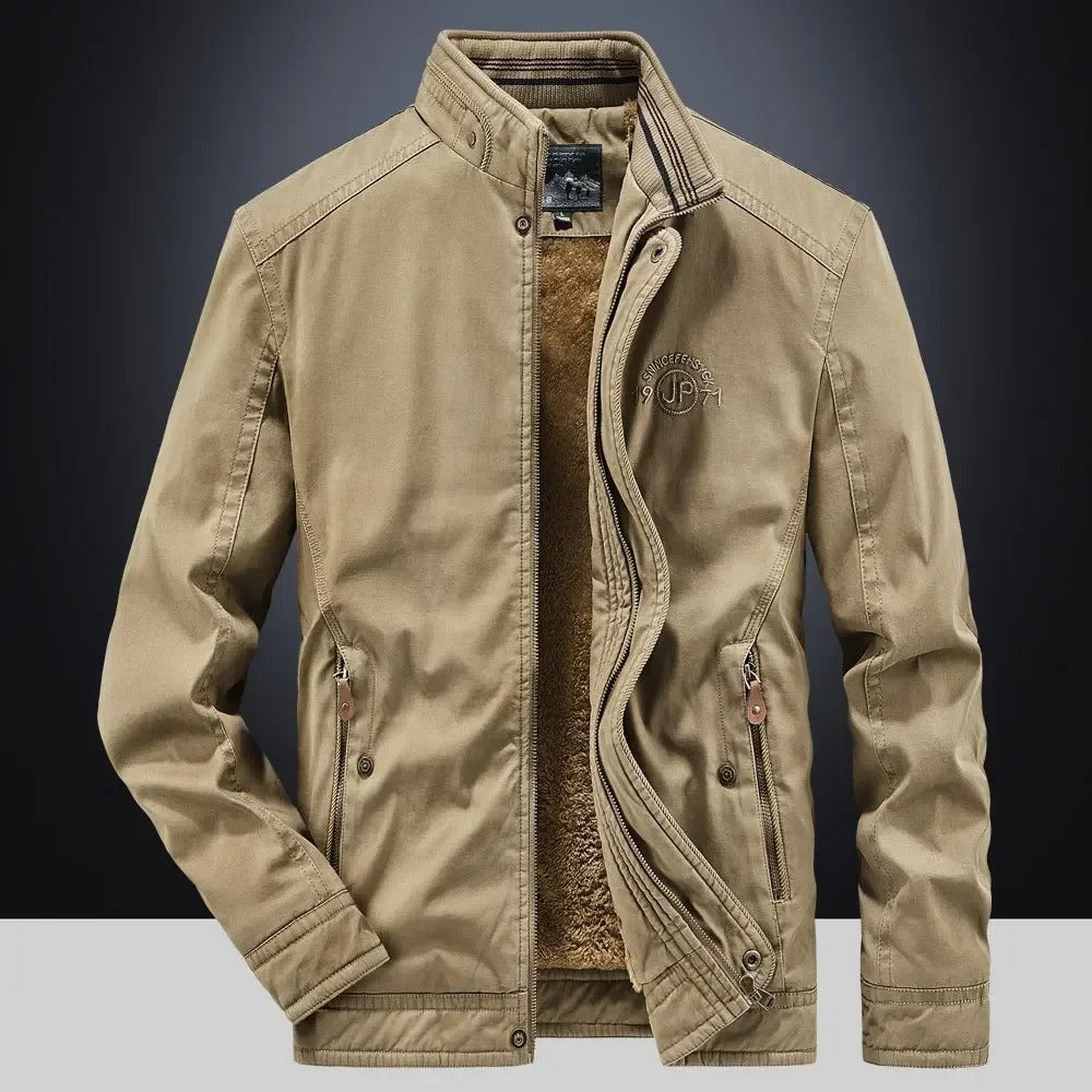 Brunico Fleece-Lined Utility Jacket - Khaki