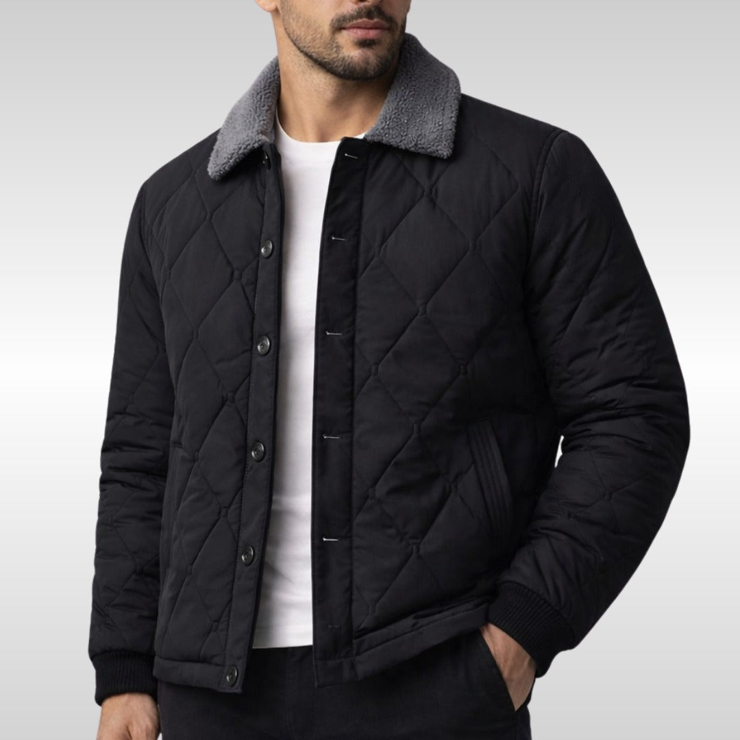 Caluso Fleece-Lined Quilted Jacket - Black