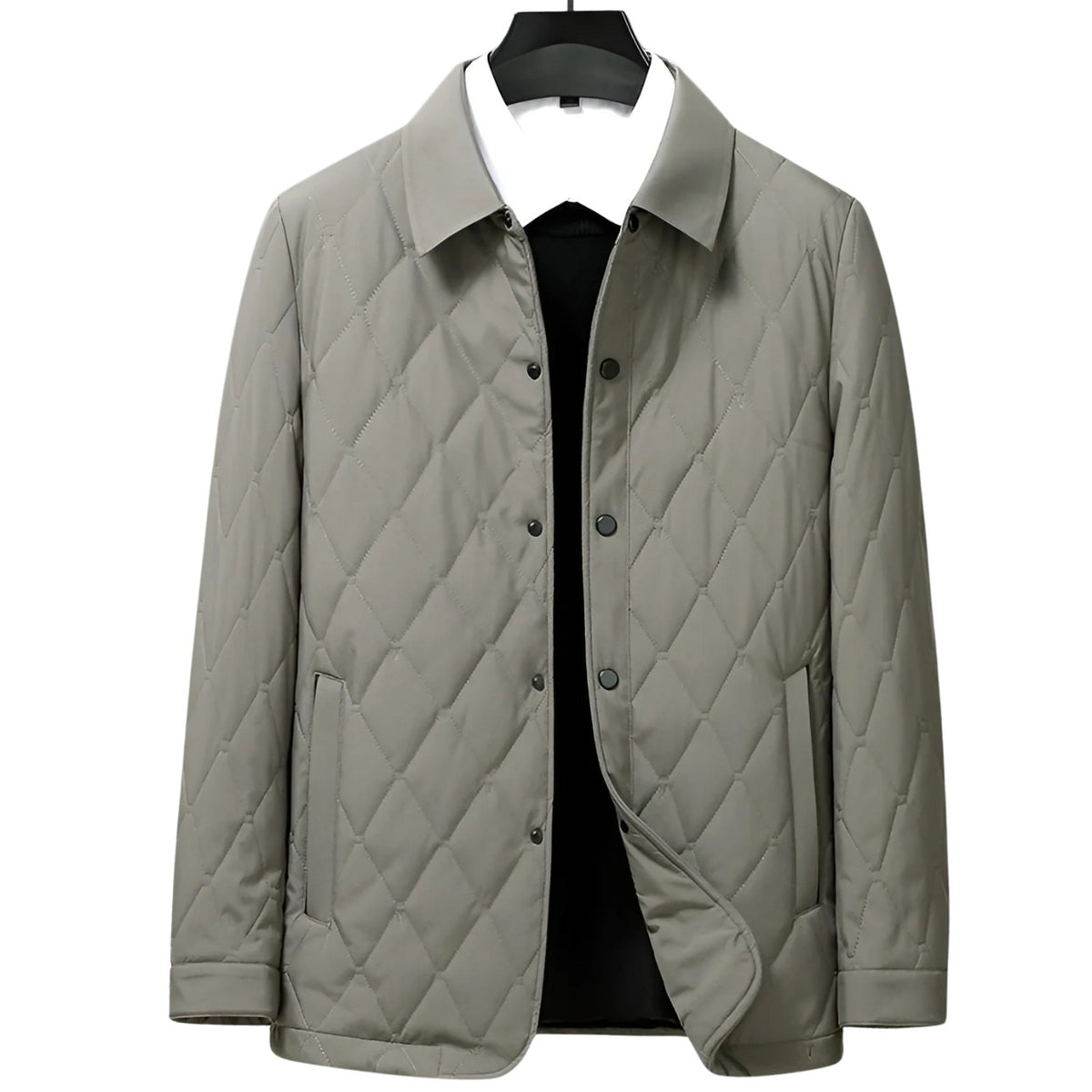 Caorle Diamond-Quilted Shirt-Collar Jacket - Sage