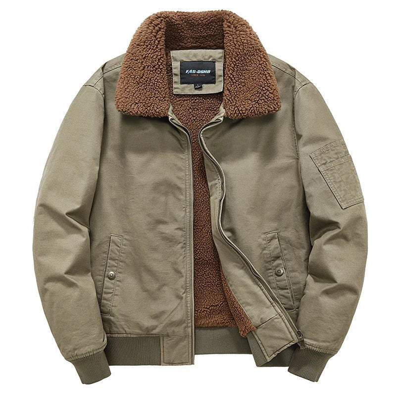 Capua Sherpa-Lined Bomber Jacket - Khaki