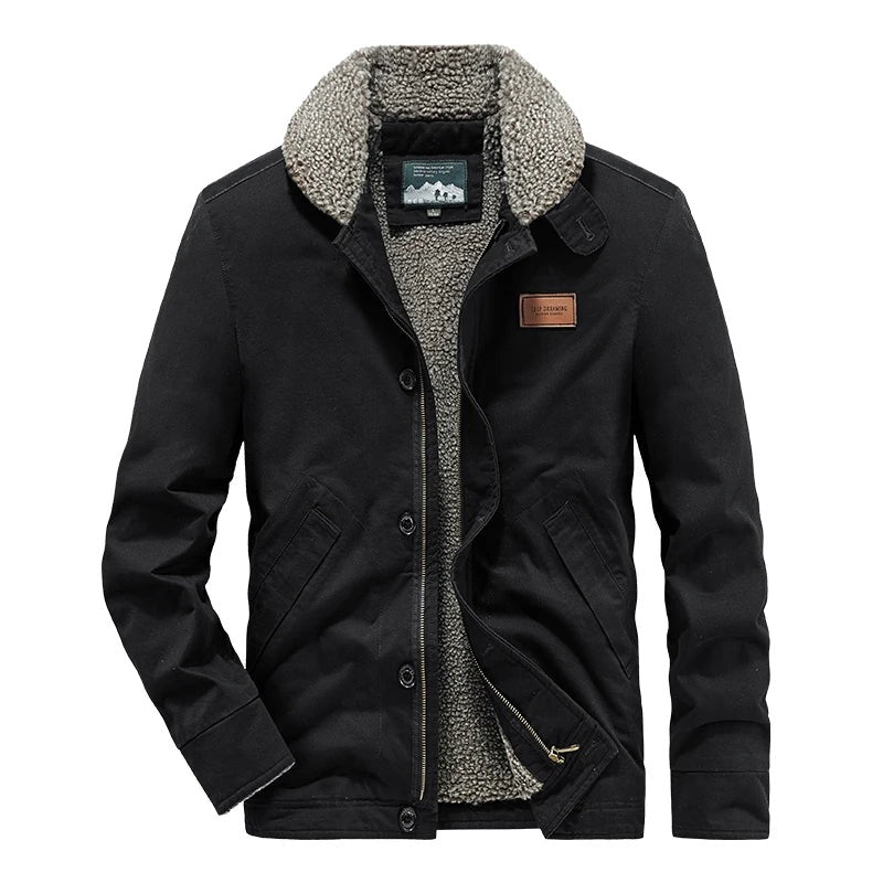 Caraglio Sherpa-Collar Fleece-Lined Jacket - Black