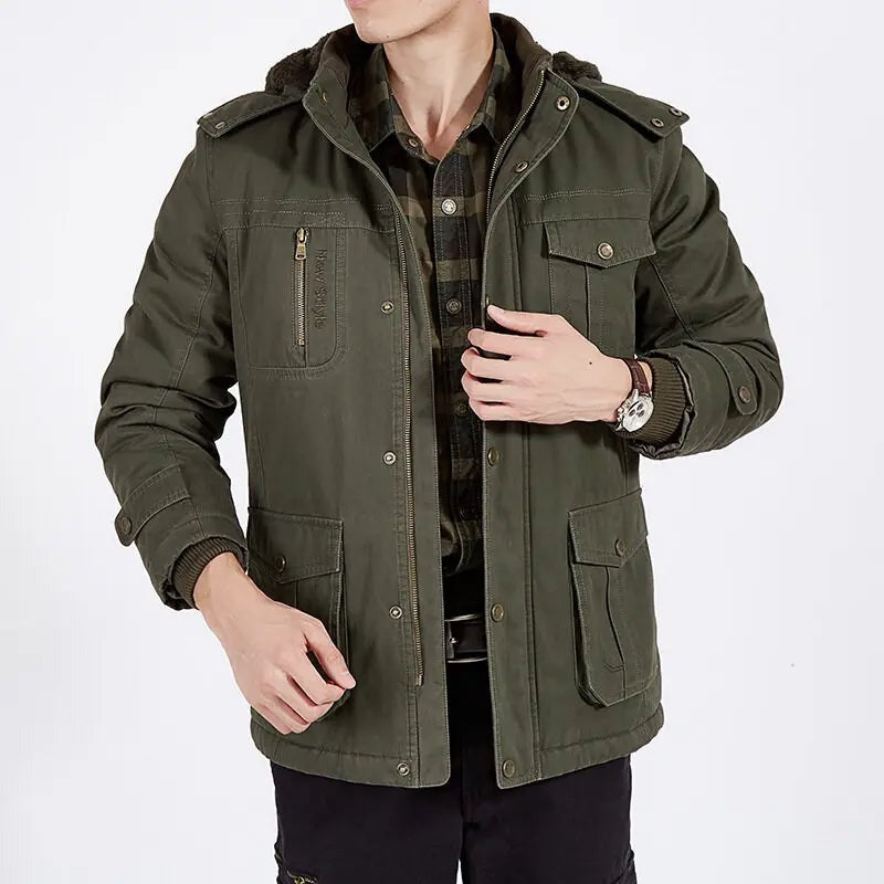 Castenaso Fleece-Lined Hooded Field Jacket - Green