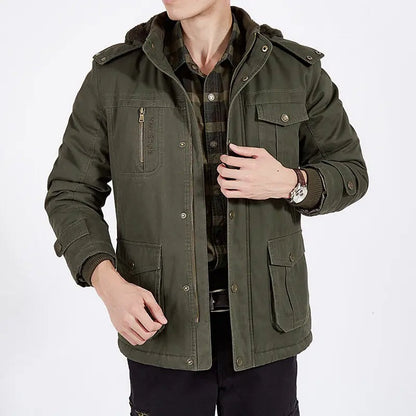 Castenaso Fleece-Lined Hooded Field Jacket - Green
