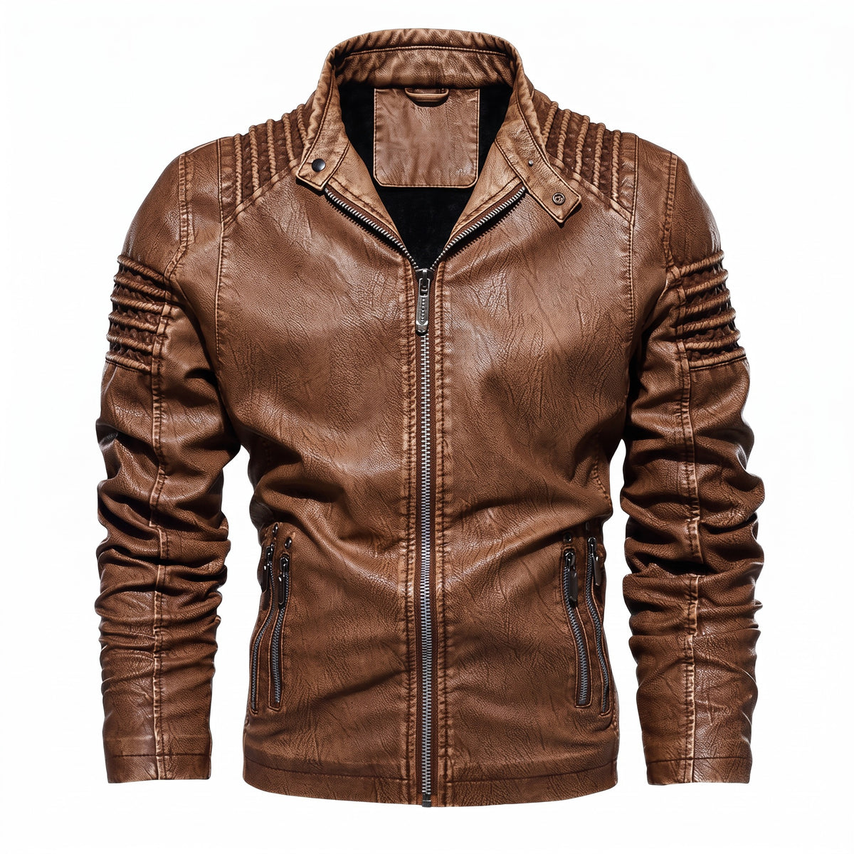 Cavallino Fleece-Lined Leather Biker Jacket - cover
