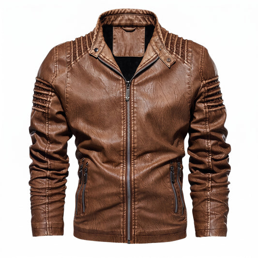 Cavallino Fleece-Lined Leather Biker Jacket - cover