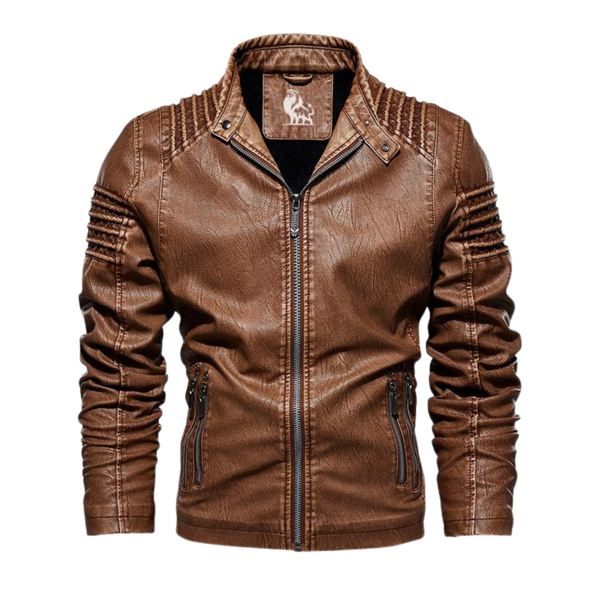 Cavallino Fleece-Lined Leather Biker Jacket - photo 1
