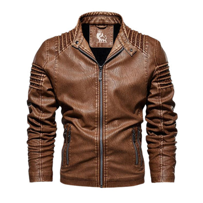 Cavallino Fleece-Lined Leather Biker Jacket - photo 1