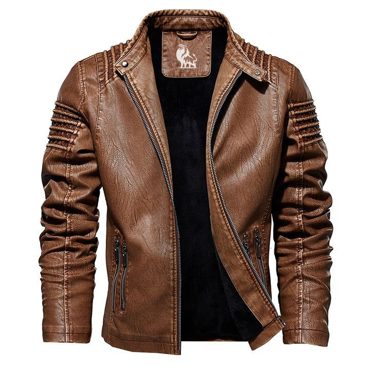 Cavallino Fleece-Lined Leather Biker Jacket - photo 2